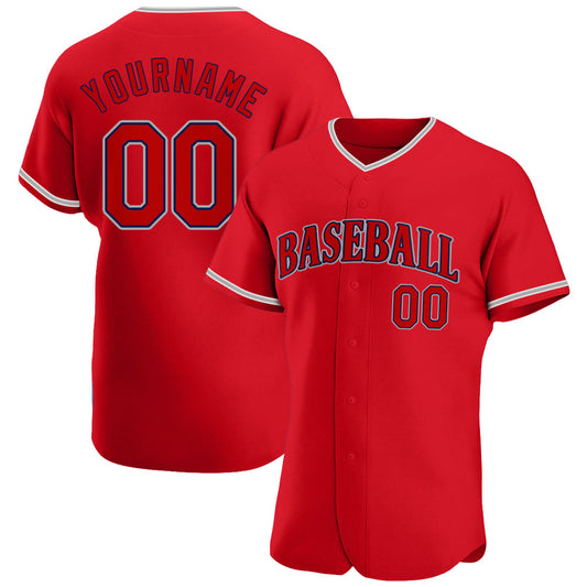 Custom Red Red-Navy Authentic Baseball Jersey - Sky-Custom