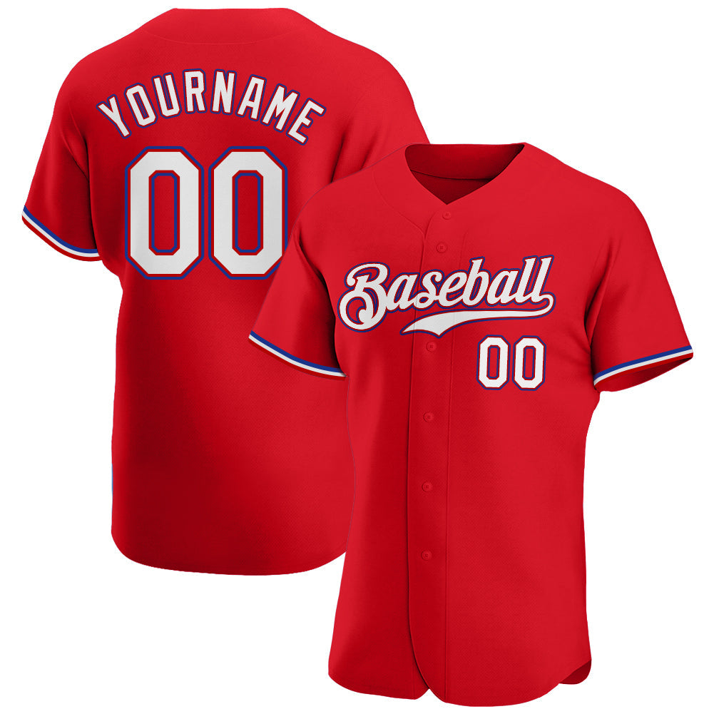 Custom Red White-Royal Authentic Baseball Jersey - Sky-Custom