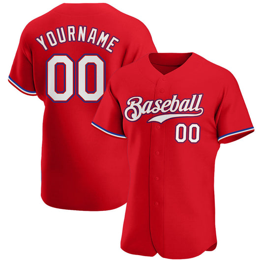 Custom Red White-Royal Authentic Baseball Jersey - Sky-Custom
