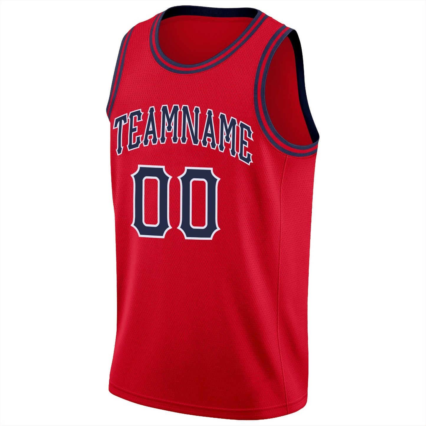 Custom Red Navy-White Round Neck Rib-Knit Basketball Jersey - Sky-Custom