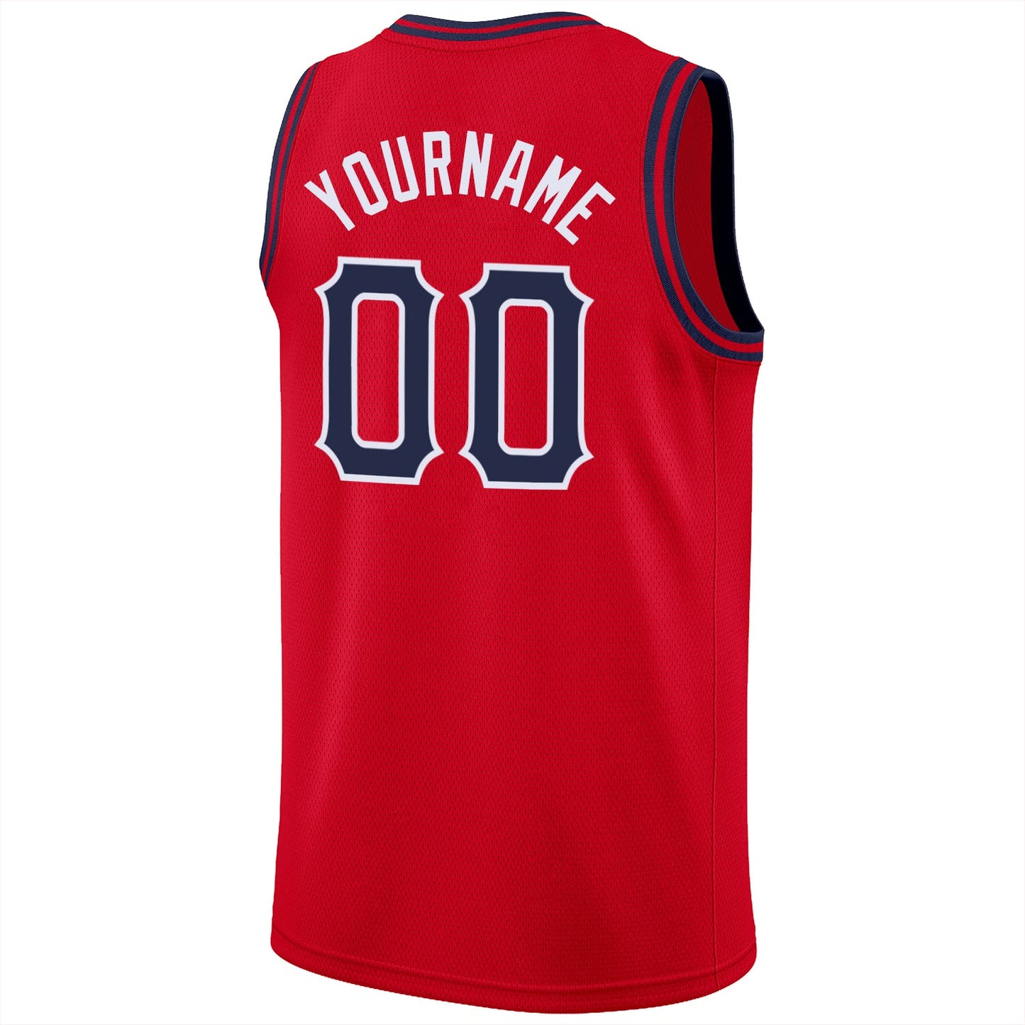 Custom Red Navy-White Round Neck Rib-Knit Basketball Jersey - Sky-Custom