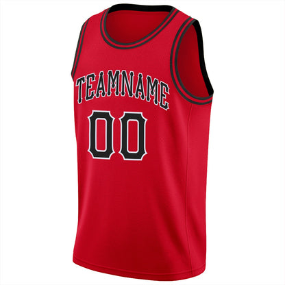 Custom Red Black-White Round Neck Rib-Knit Basketball Jersey - Sky-Custom
