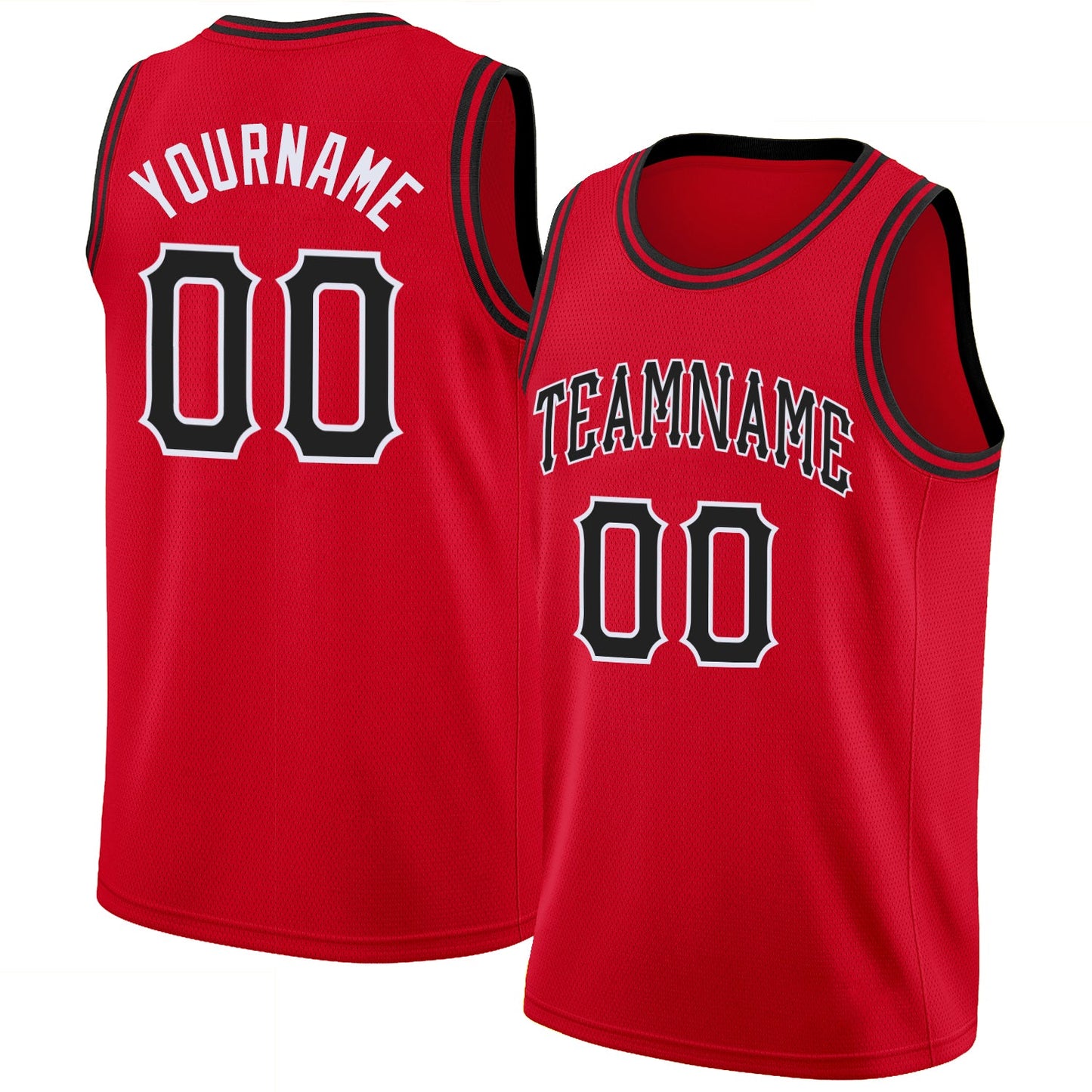 Custom Red Black-White Round Neck Rib-Knit Basketball Jersey - Sky-Custom