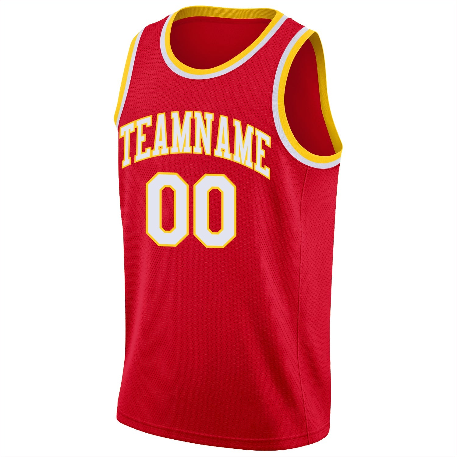 Custom Red White-Gold Round Neck Rib-Knit Basketball Jersey - Sky-Custom