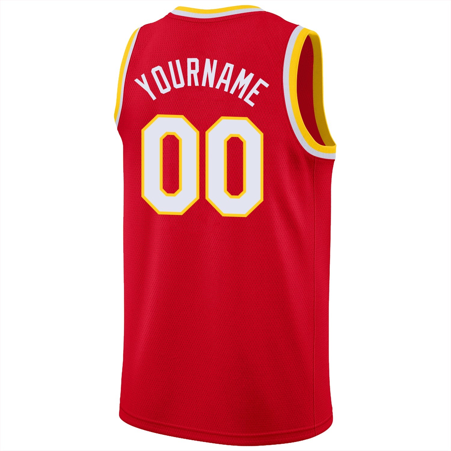 Custom Red White-Gold Round Neck Rib-Knit Basketball Jersey - Sky-Custom