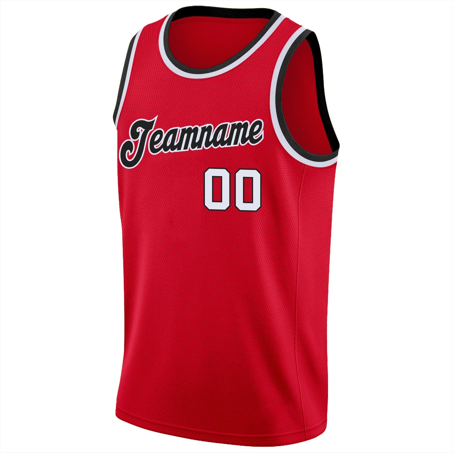 Custom Red White-Black Round Neck Rib-Knit Basketball Jersey - Sky-Custom