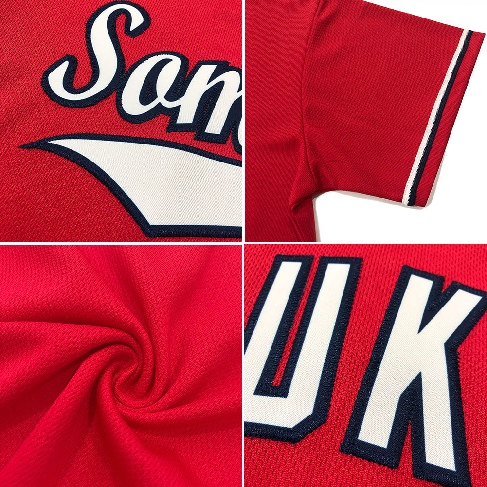 Custom Red Black-White Authentic American Flag Fashion Baseball Jersey - Sky-Custom