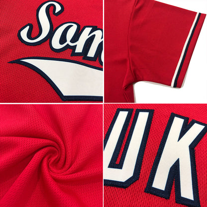 Custom Red Black-White Authentic American Flag Fashion Baseball Jersey - Sky-Custom