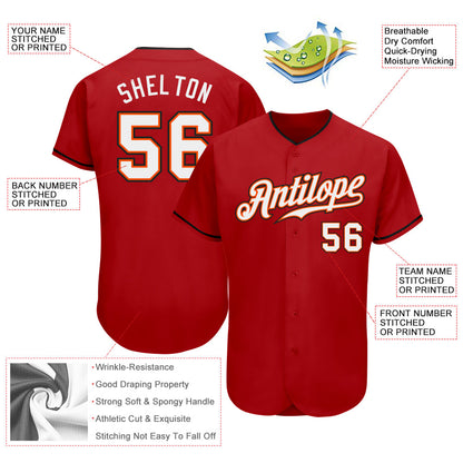 Custom Red White-Orange Authentic Baseball Jersey - Sky-Custom