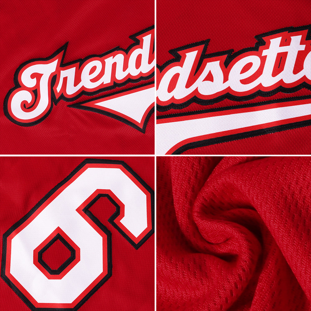 Custom Red White-Orange Authentic Baseball Jersey - Sky-Custom