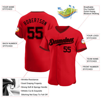 Custom Red Black Authentic Baseball Jersey - Sky-Custom