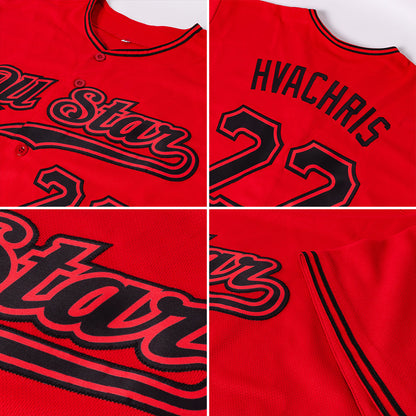 Custom Red Black Authentic Baseball Jersey - Sky-Custom