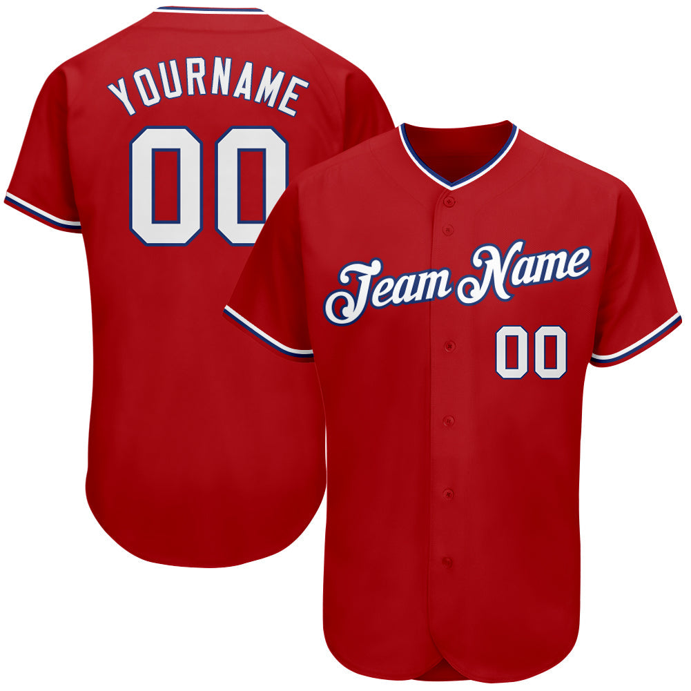 Custom Red White-Royal Authentic Baseball Jersey - Sky-Custom