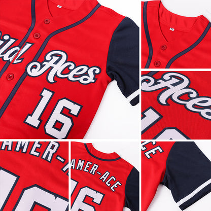 Custom Red White-Navy Authentic Two Tone Baseball Jersey - Sky-Custom