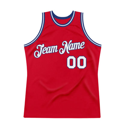 Custom Red White-Royal Authentic Throwback Basketball Jersey - Sky-Custom