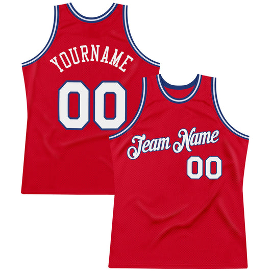 Custom Red White-Royal Authentic Throwback Basketball Jersey - Sky-Custom