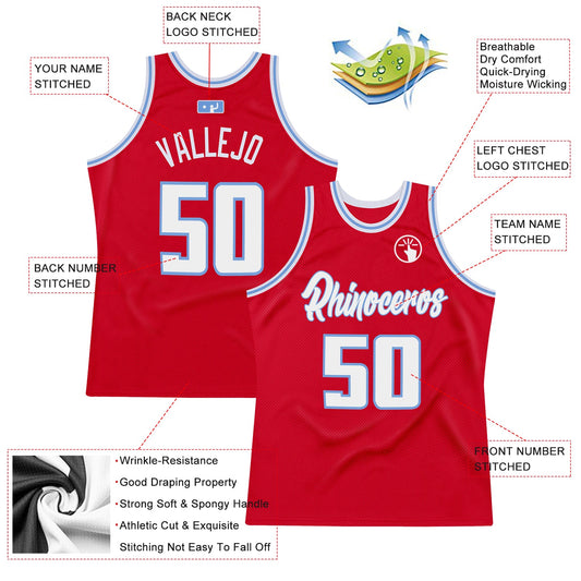 Custom Red White-Light Blue Authentic Throwback Basketball Jersey - Sky-Custom