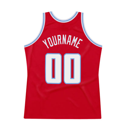 Custom Red White-Light Blue Authentic Throwback Basketball Jersey - Sky-Custom