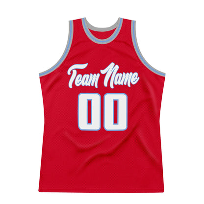 Custom Red White-Light Blue Authentic Throwback Basketball Jersey - Sky-Custom