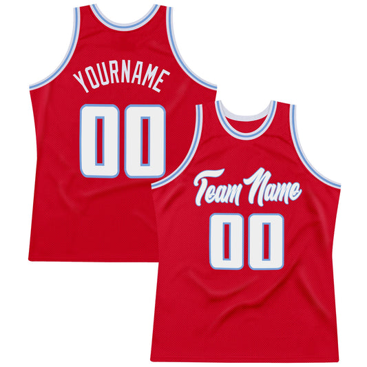 Custom Red White-Light Blue Authentic Throwback Basketball Jersey - Sky-Custom