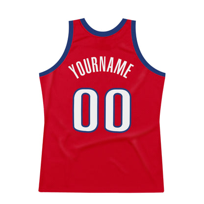 Custom Red White-Royal Authentic Throwback Basketball Jersey - Sky-Custom