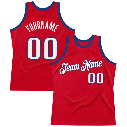 Custom Red White-Royal Authentic Throwback Basketball Jersey - Sky-Custom