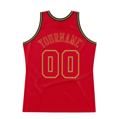 Custom Red Red-Old Gold Authentic Throwback Basketball Jersey - Sky-Custom