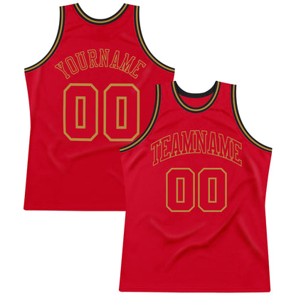 Custom Red Red-Old Gold Authentic Throwback Basketball Jersey - Sky-Custom