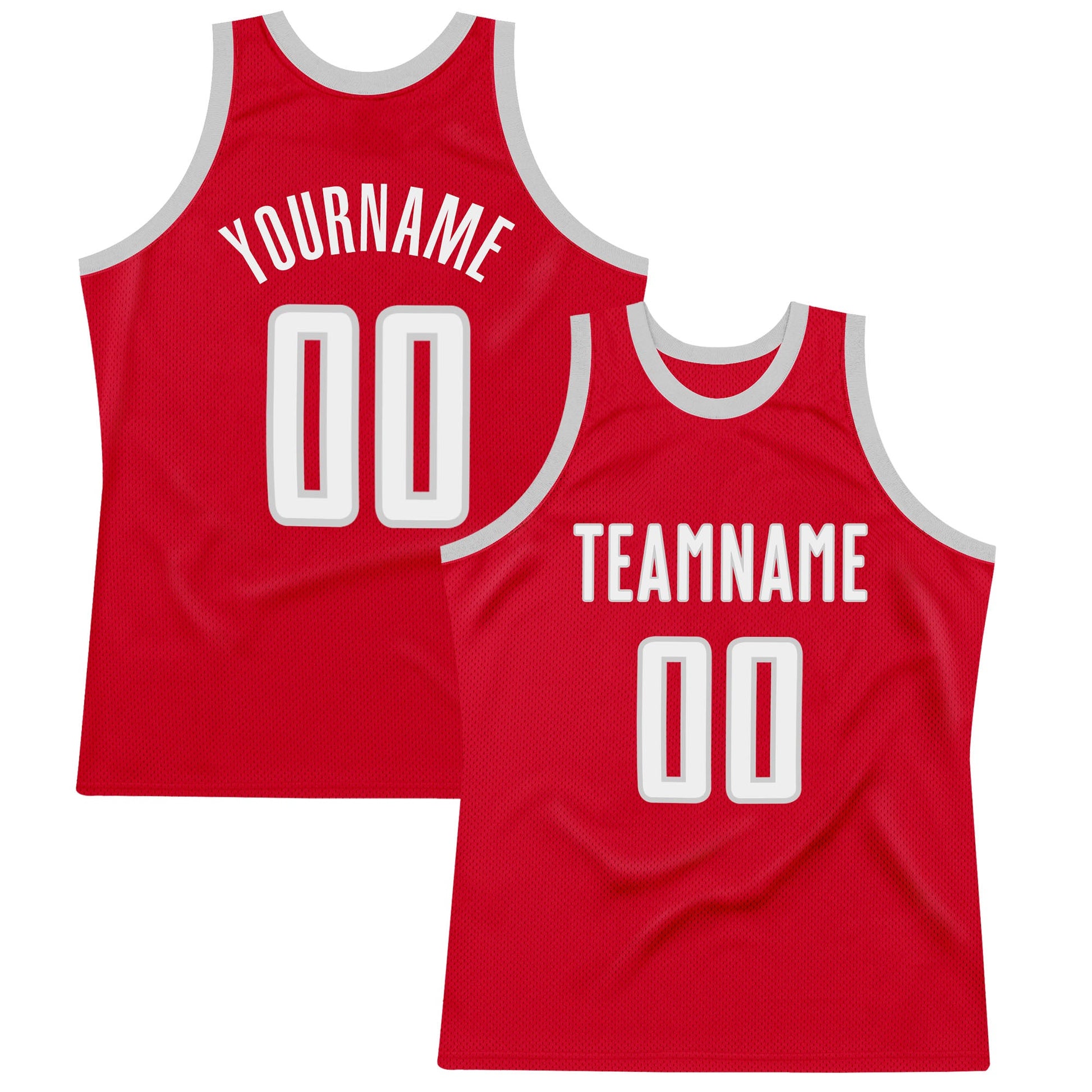 Custom Red White-Gray Authentic Throwback Basketball Jersey - Sky-Custom