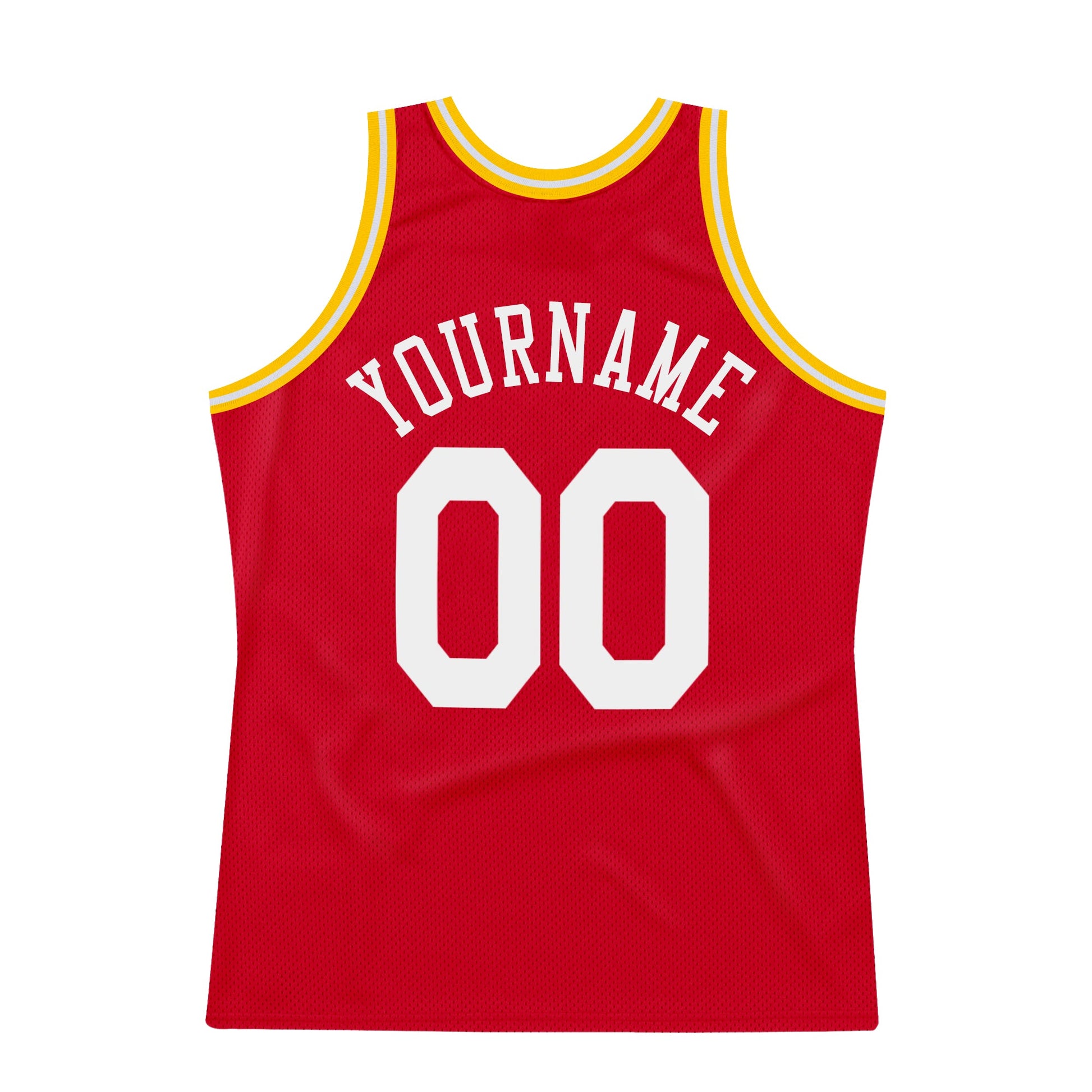 Custom Red White-Gold Authentic Throwback Basketball Jersey - Sky-Custom