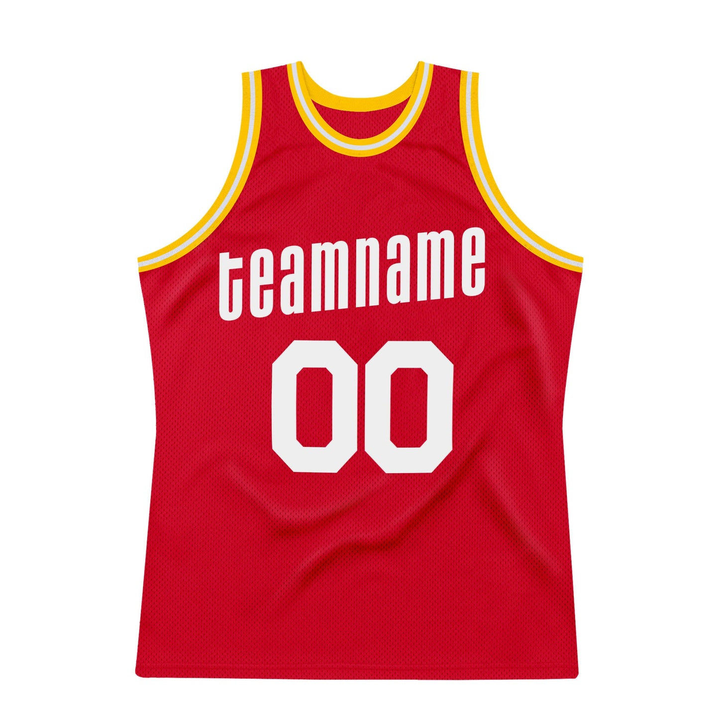 Custom Red White-Gold Authentic Throwback Basketball Jersey - Sky-Custom