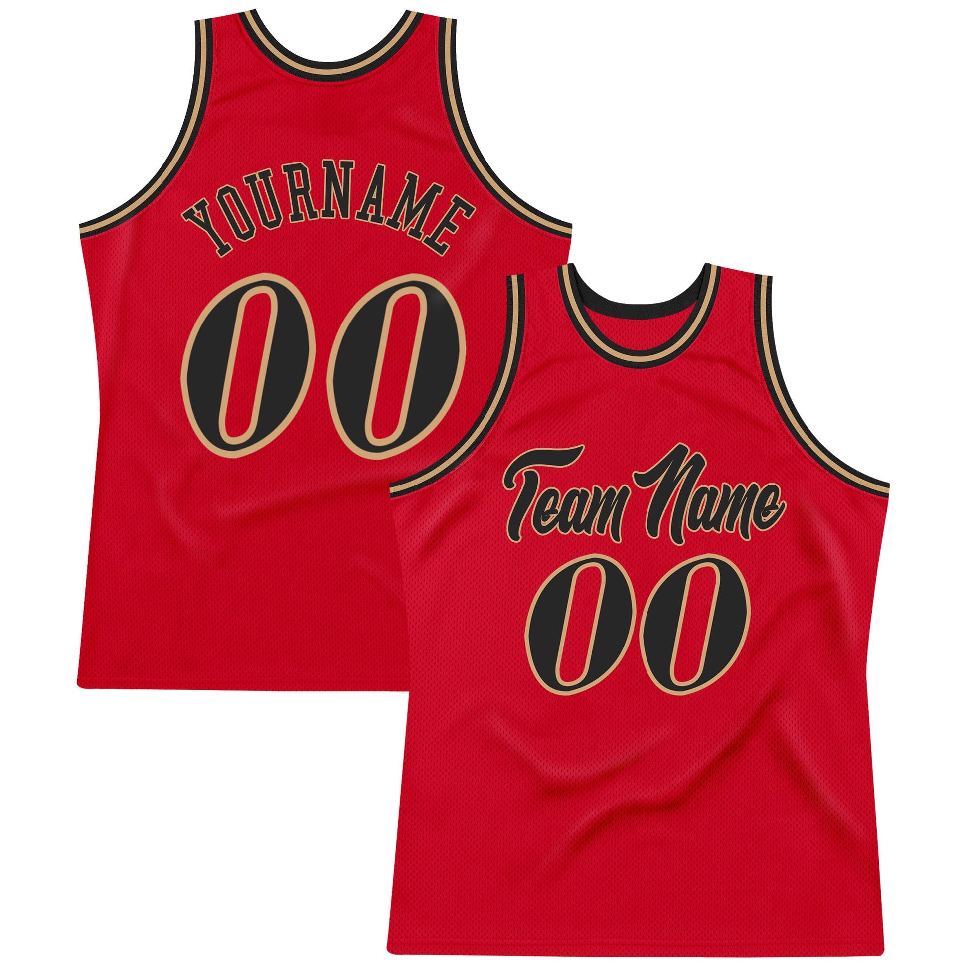 Custom Red Black-Old Gold Authentic Throwback Basketball Jersey - Sky-Custom