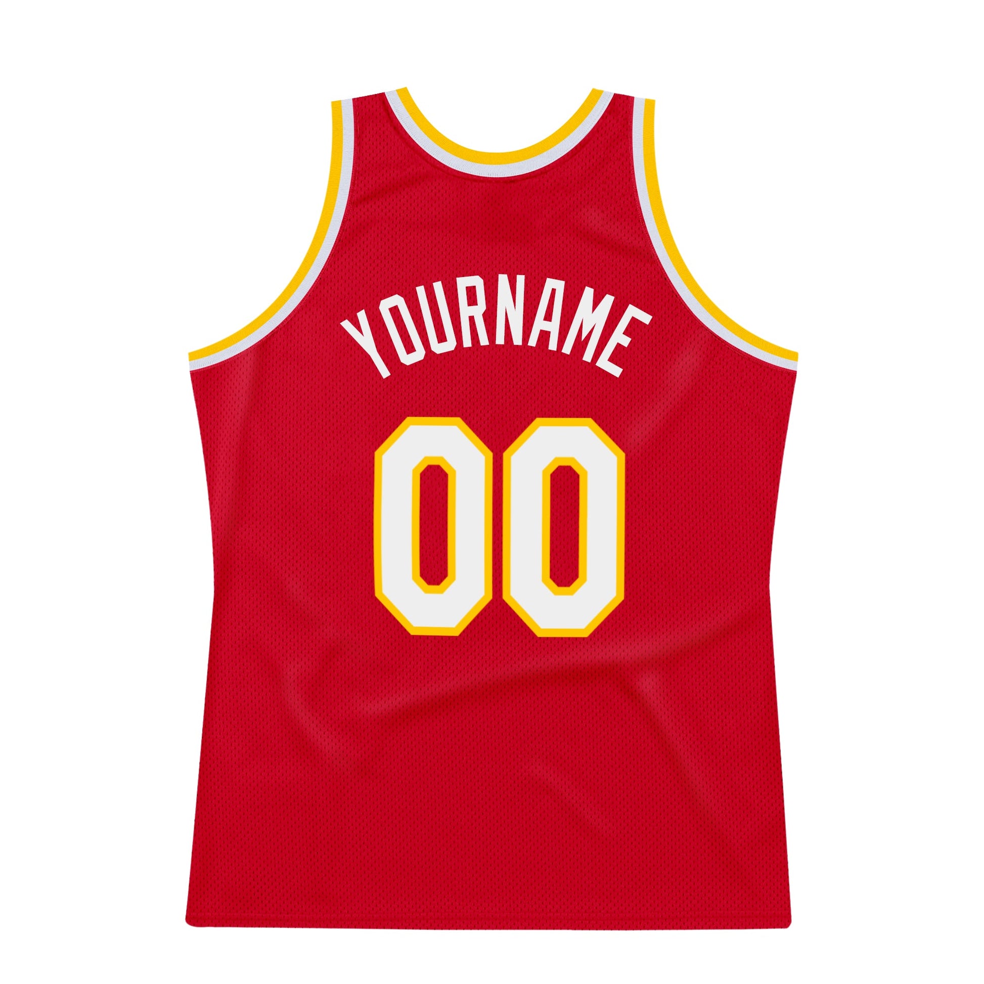 Custom Red White-Gold Authentic Throwback Basketball Jersey - Sky-Custom
