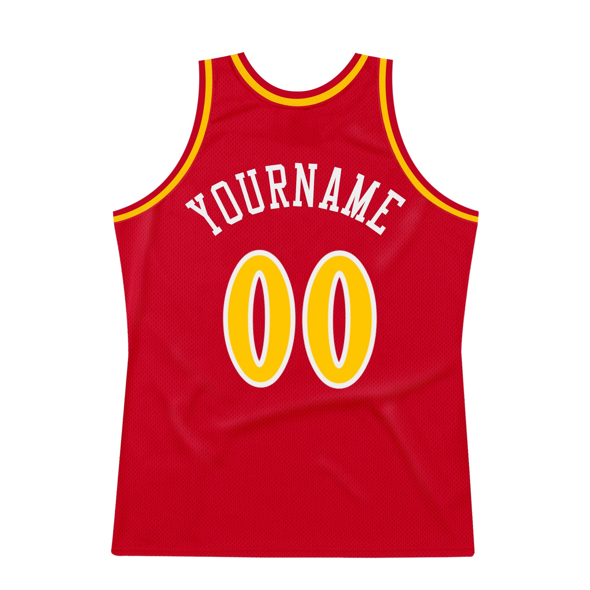 Custom Red Gold-White Authentic Throwback Basketball Jersey - Sky-Custom