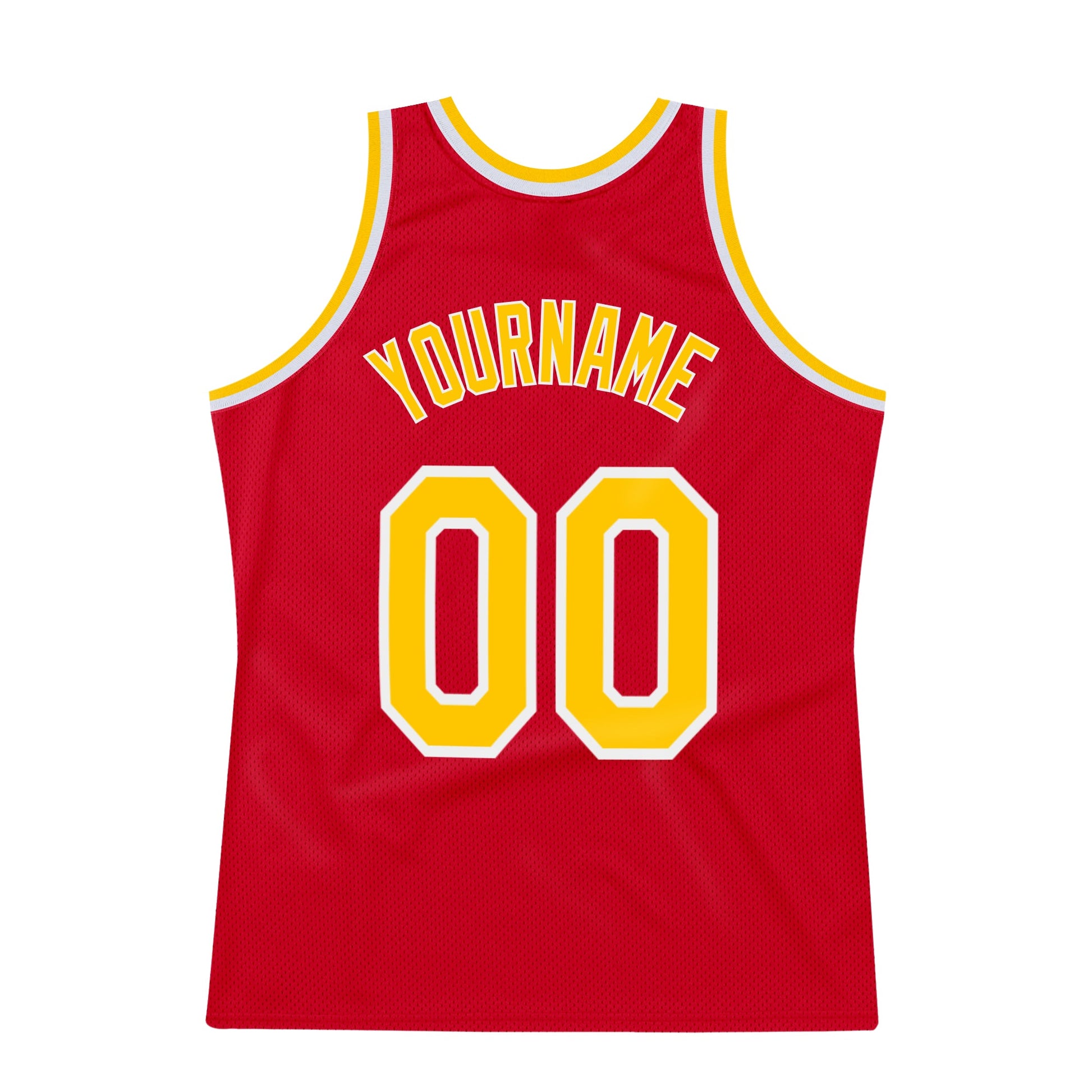Custom Red Gold-White Authentic Throwback Basketball Jersey - Sky-Custom