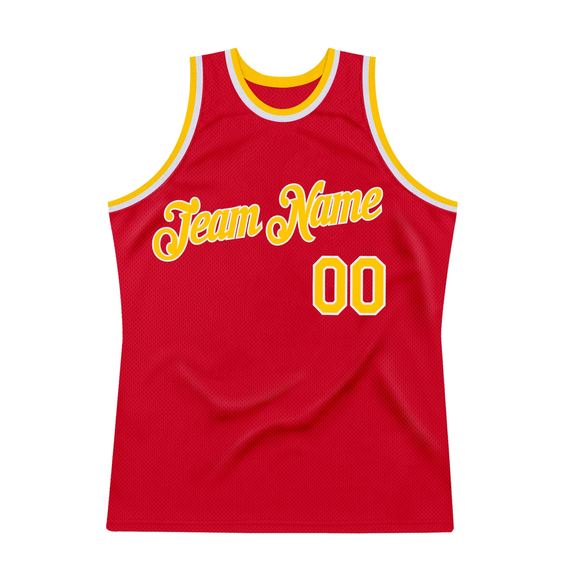 Custom Red Gold-White Authentic Throwback Basketball Jersey - Sky-Custom