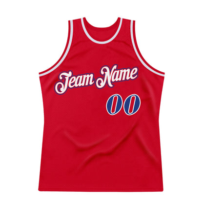 Custom Red Royal-White Authentic Throwback Basketball Jersey - Sky-Custom