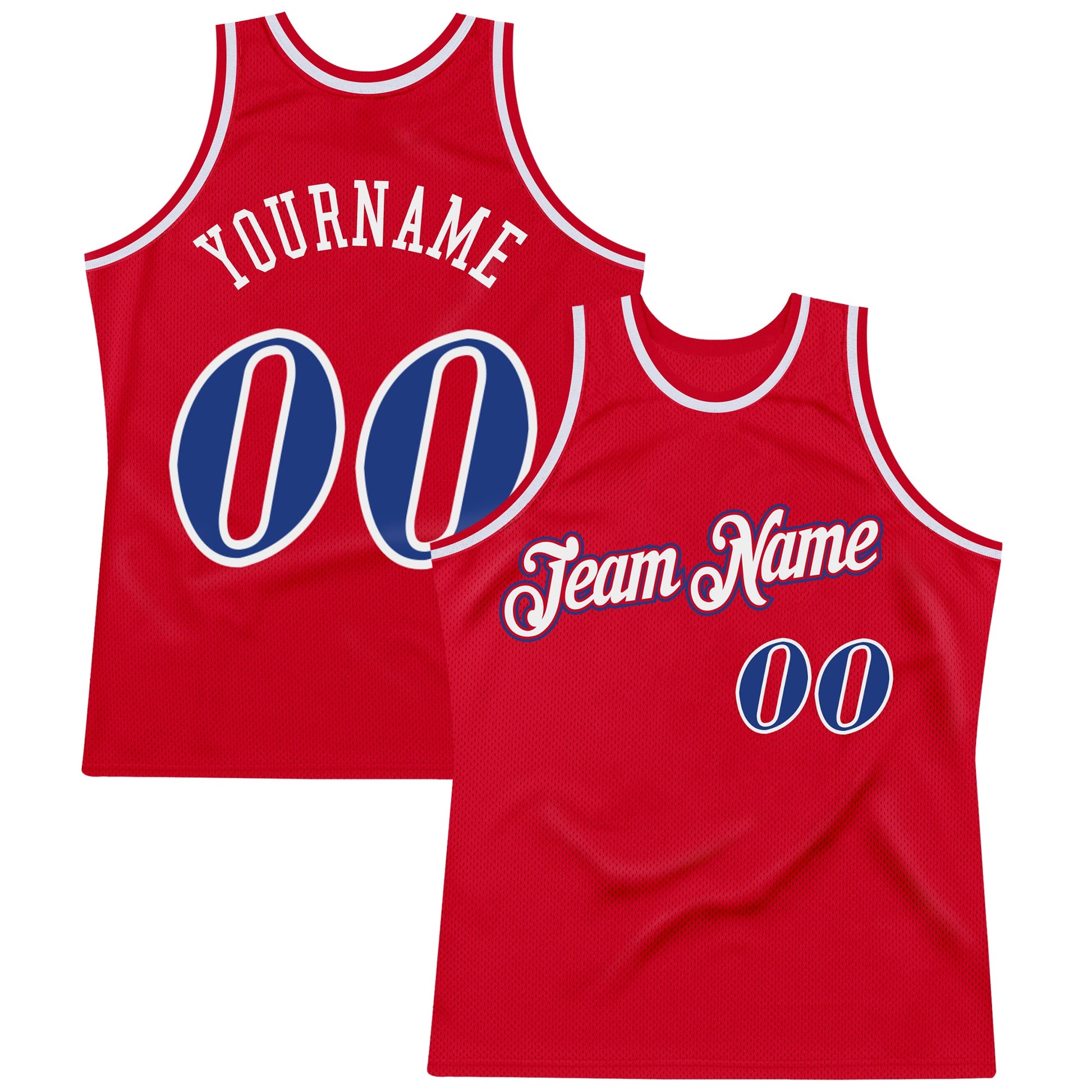 Custom Red Royal-White Authentic Throwback Basketball Jersey - Sky-Custom