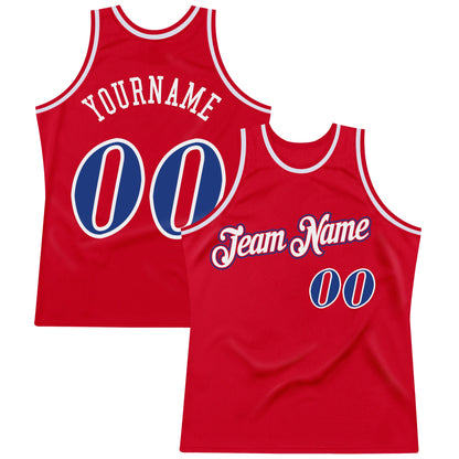 Custom Red Royal-White Authentic Throwback Basketball Jersey - Sky-Custom
