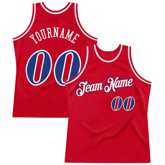Custom Red Royal-White Authentic Throwback Basketball Jersey - Sky-Custom
