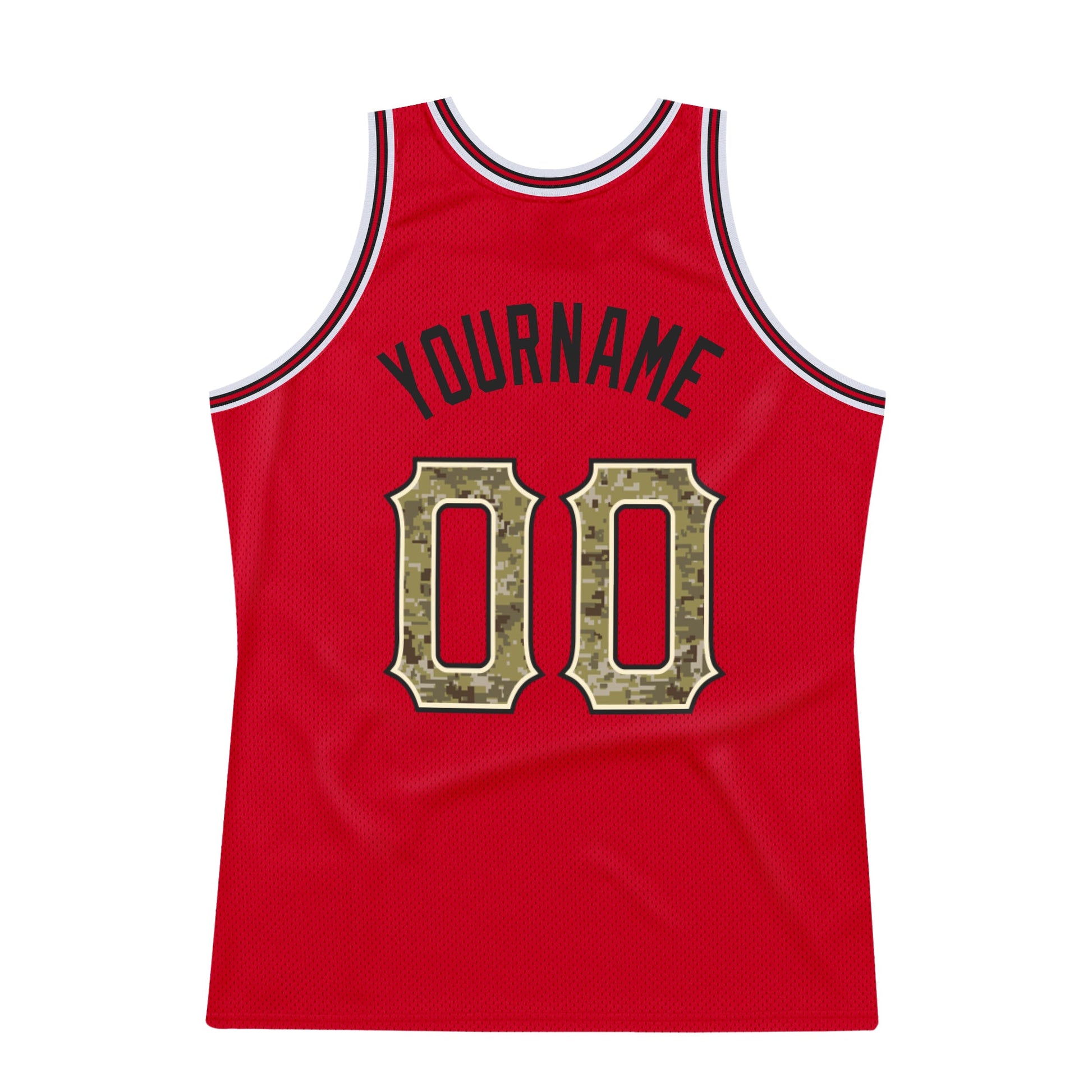 Custom Red Camo-Black Authentic Throwback Basketball Jersey - Sky-Custom