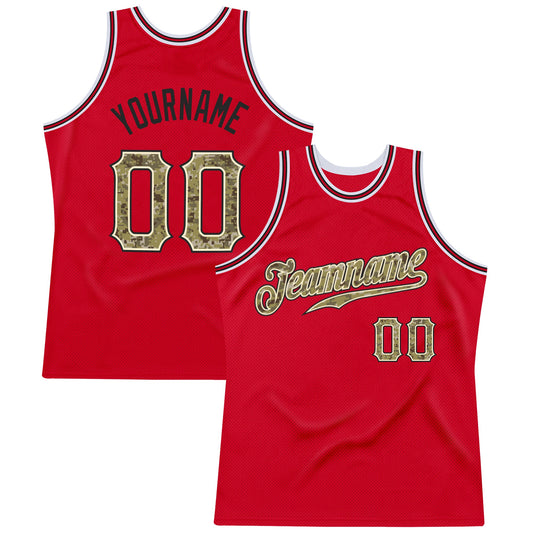 Custom Red Camo-Black Authentic Throwback Basketball Jersey - Sky-Custom