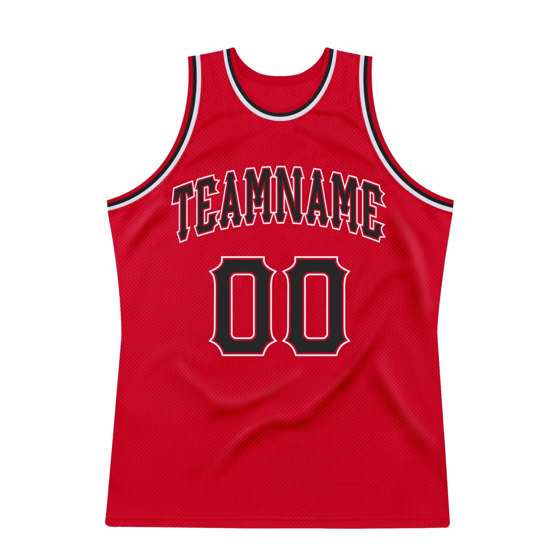Custom Red Black-White Authentic Throwback Basketball Jersey - Sky-Custom