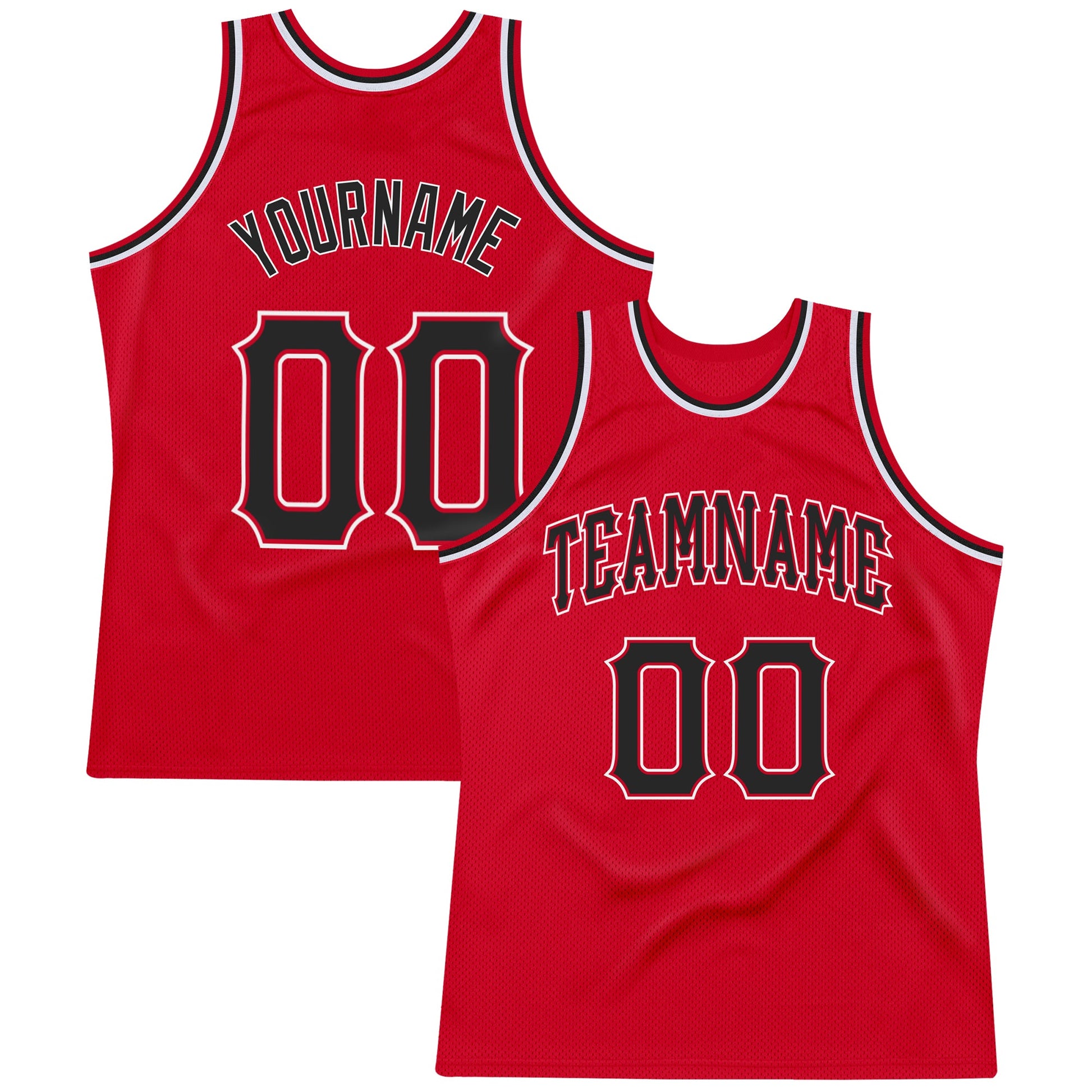 Custom Red Black-White Authentic Throwback Basketball Jersey - Sky-Custom