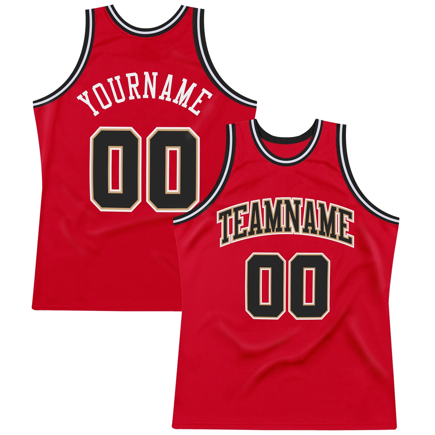 Custom Red Black-White Authentic Throwback Basketball Jersey - Sky-Custom