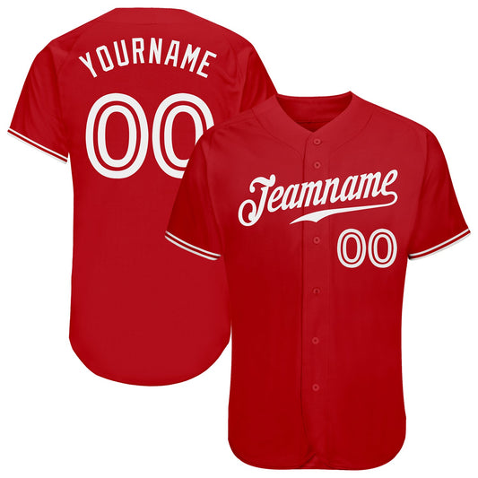 Custom Red White Authentic Baseball Jersey - Sky-Custom