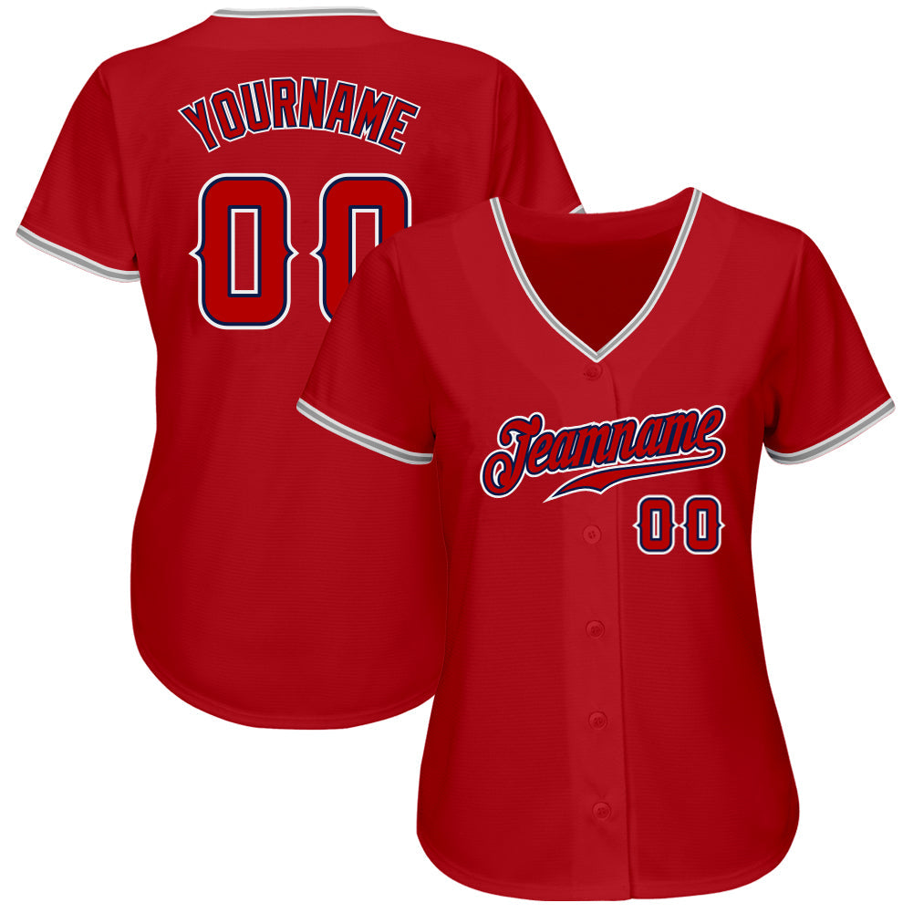 Custom Red Red-Navy Authentic Baseball Jersey - Sky-Custom