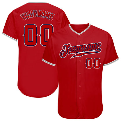 Custom Red Red-Navy Authentic Baseball Jersey - Sky-Custom