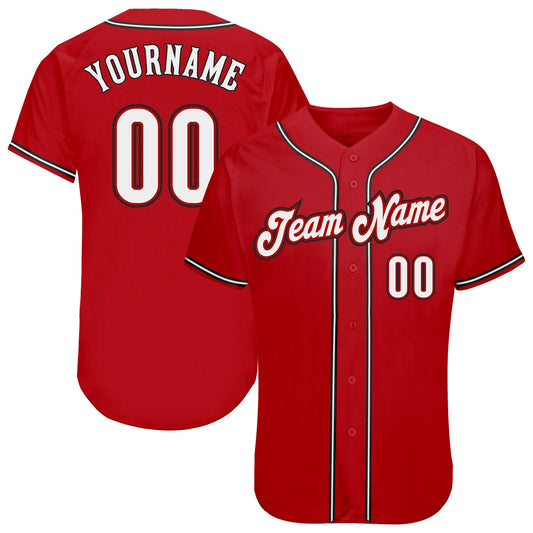 Custom Red White-Black Authentic Baseball Jersey - Sky-Custom