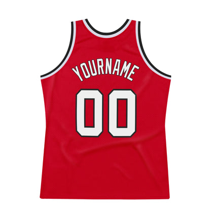 Custom Red White-Black Authentic Throwback Basketball Jersey - Sky-Custom